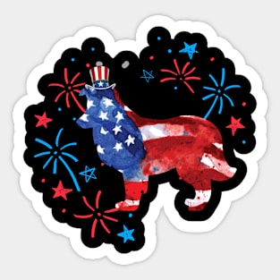 Sheltie Uncle Sam Hat 4Th Of July Sticker